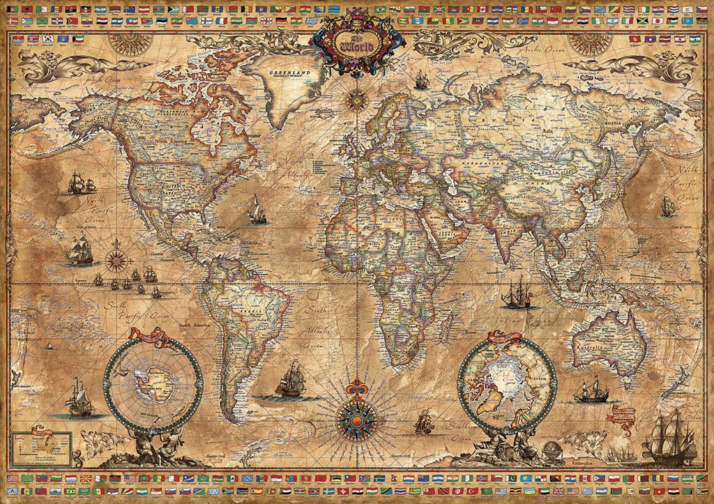 Antique World Map - 1000pc Jigsaw Puzzle By Educa