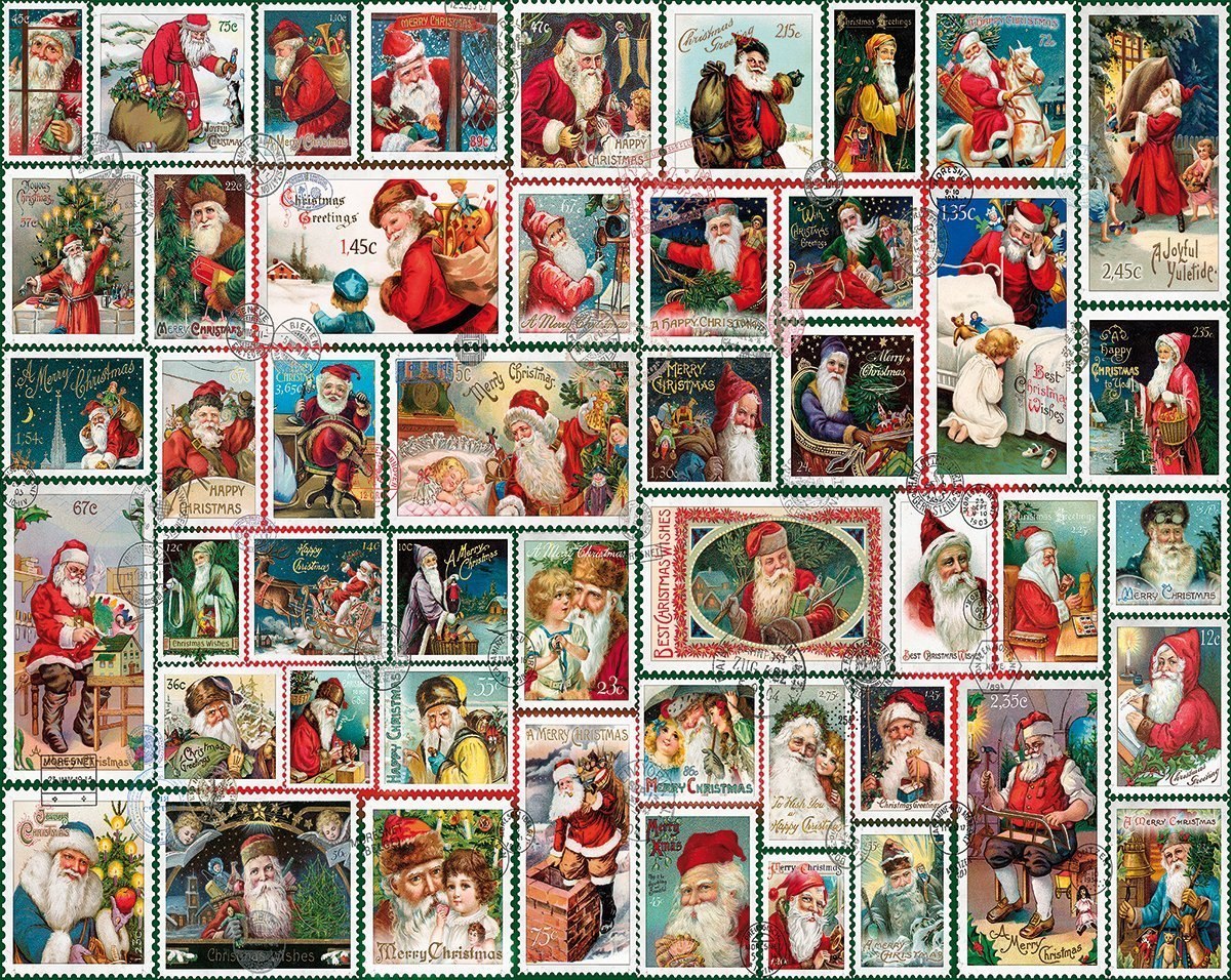 Santa Stamps - 1000pc Jigsaw Puzzle By White Mountain  			  					NEW
