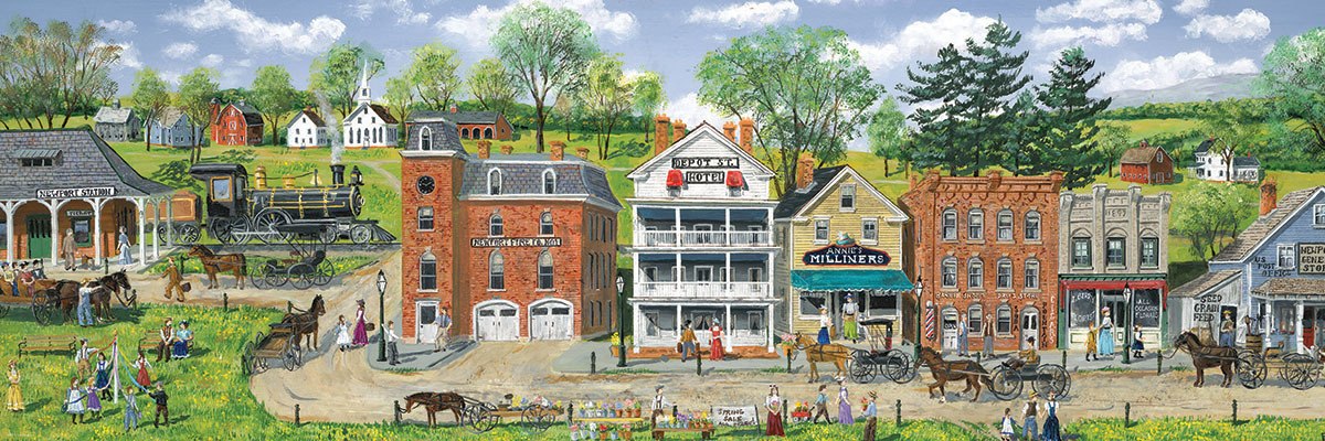 Fair: Train Station - 1000pc Panoramic Jigsaw Puzzle by Eurographics  			  					NEW
