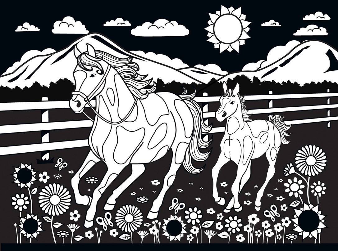 Velvet Coloring: Horse and Pony - 60pc Jigsaw Puzzle by Masterpieces