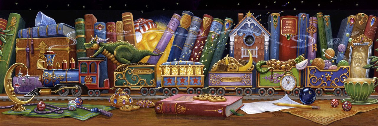 Train of Dreams - 1000pc Panoramic Jigsaw Puzzle by Vermont Christmas Company