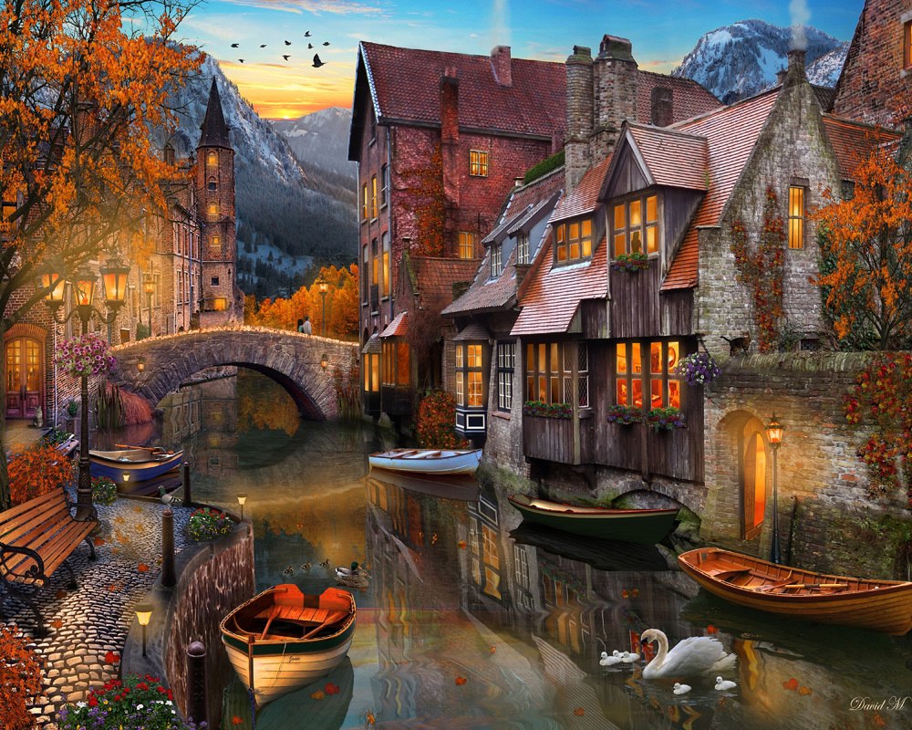 Autumn Canal - 1000pc Jigsaw Puzzle by Vermont Christmas Company