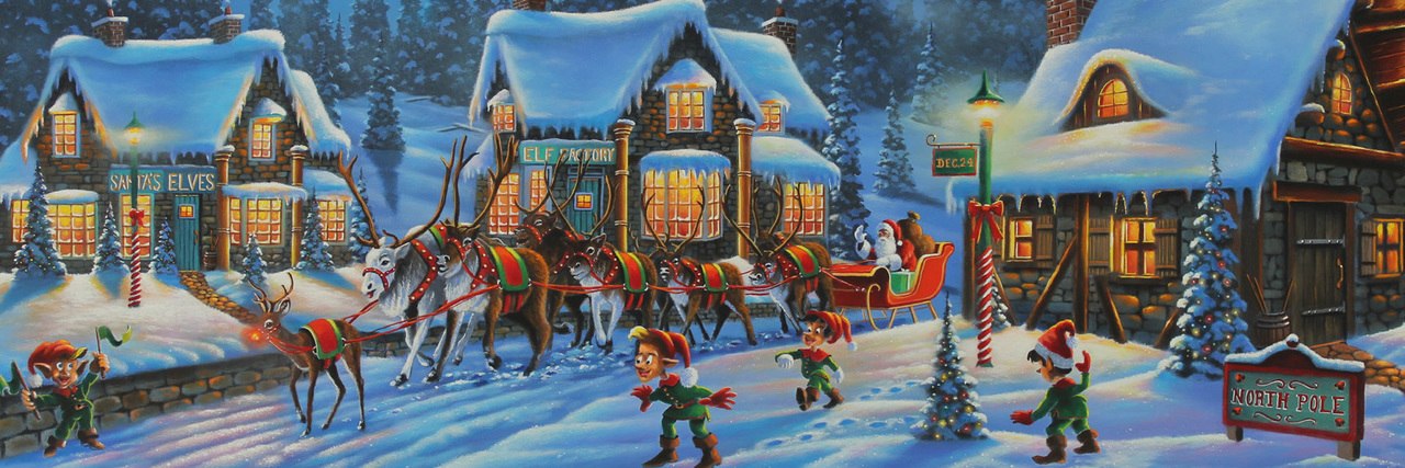 Santa on His Way - 1000pc Panoramic Jigsaw Puzzle by Vermont Christmas Company