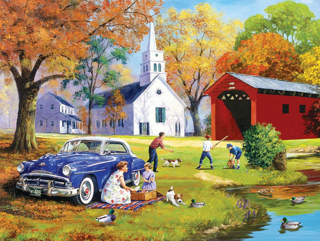 Family Time by the River - 300pc Large Format Jigsaw Puzzle by SunsOut