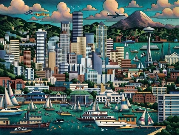 Seattle - 1000pc Jigsaw Puzzle by Dowdle