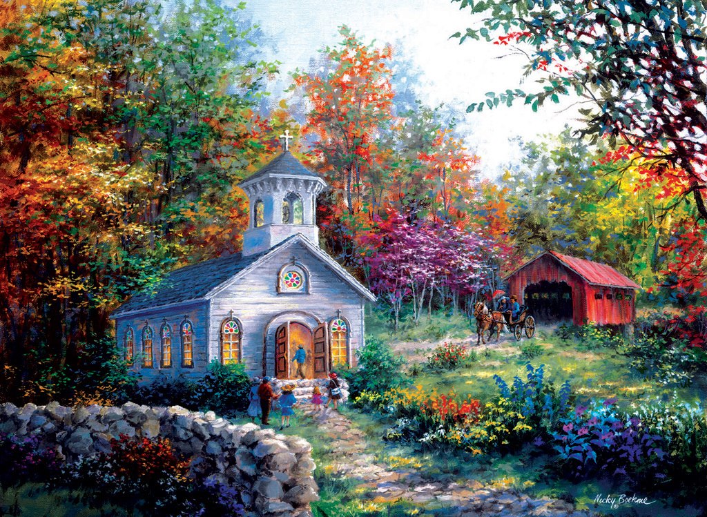 Worship in the Countryside - 1500pc Jigsaw Puzzle by SunsOut