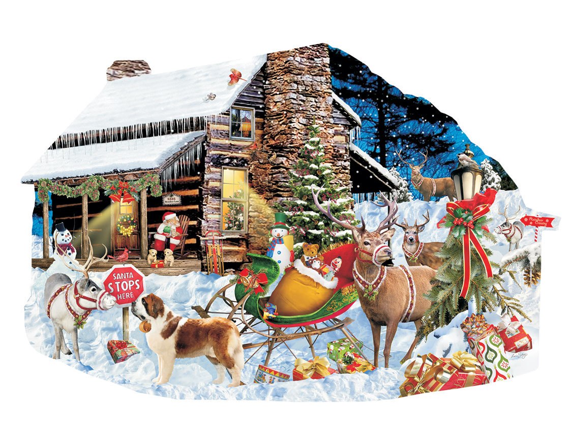Santa's Rest Stop - 1000pc Shaped Jigsaw Puzzle by SunsOut
