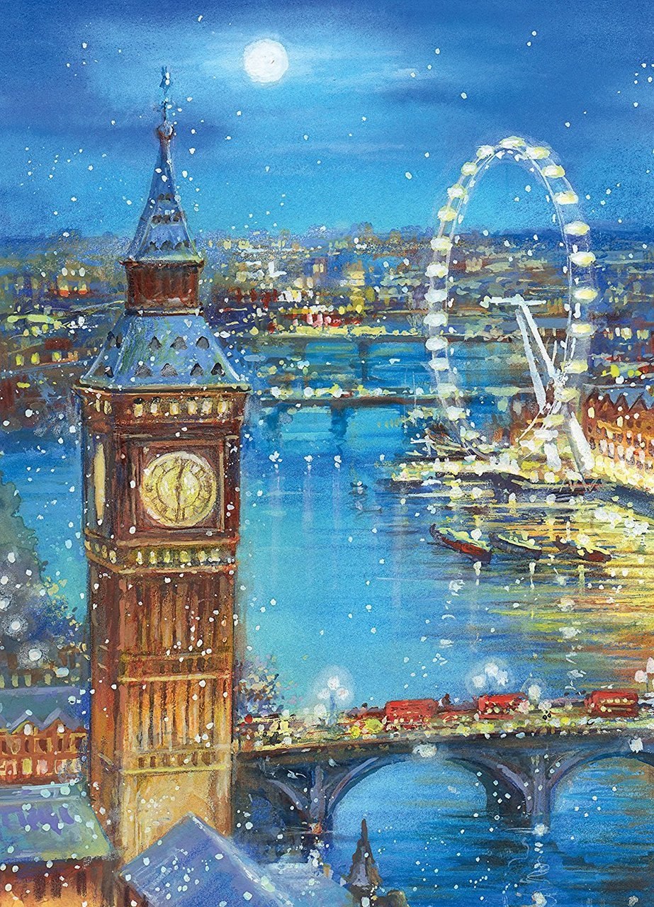 Snow Flakes on Big Ben - 1000pc Jigsaw Puzzle by Clementoni