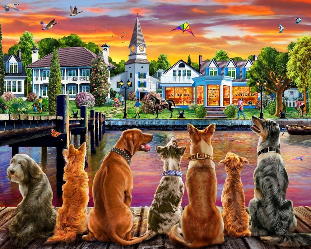 Dockside Dogs - 1000pc Jigsaw Puzzle by Vermont Christmas Company  			  					NEW