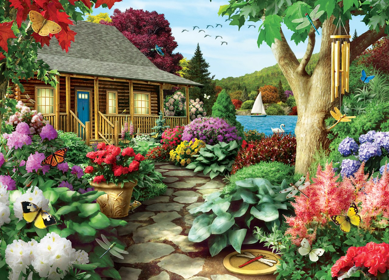 Dragonfly Garden - 1000pc Jigsaw Puzzle by Masterpieces  			  					NEW