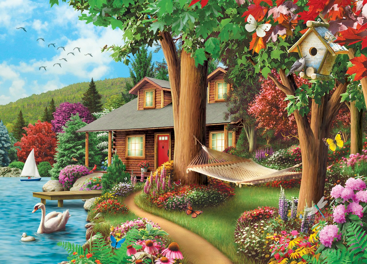 Around the Lake - 1000pc Jigsaw Puzzle by Masterpieces  			  					NEW