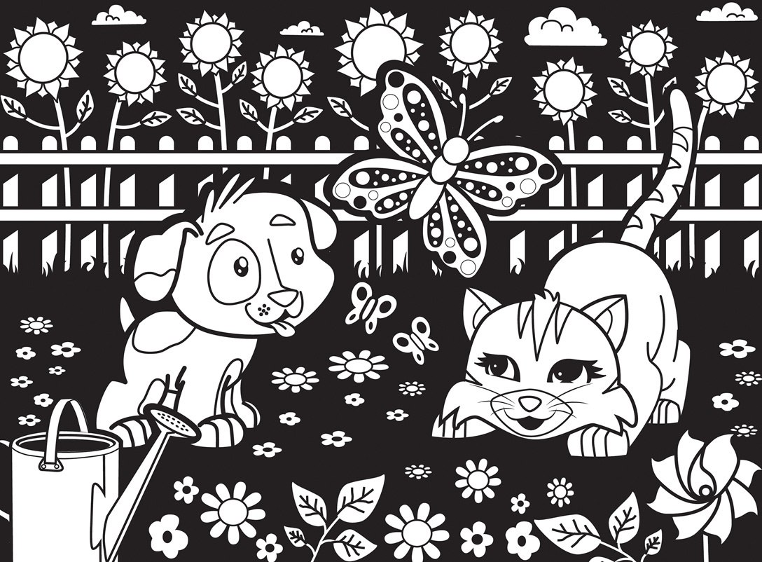 Velvet Coloring: Puppy and Kitty - 60pc Jigsaw Puzzle by Masterpieces