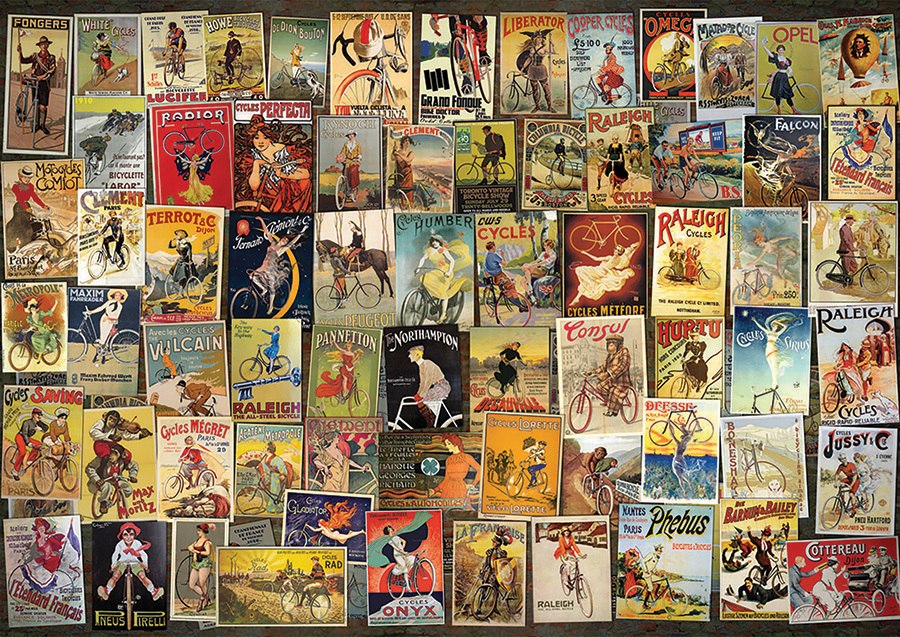 Vintage Poster: Bicycle Collage - 1000pc Jigsaw Puzzle by D-Toys