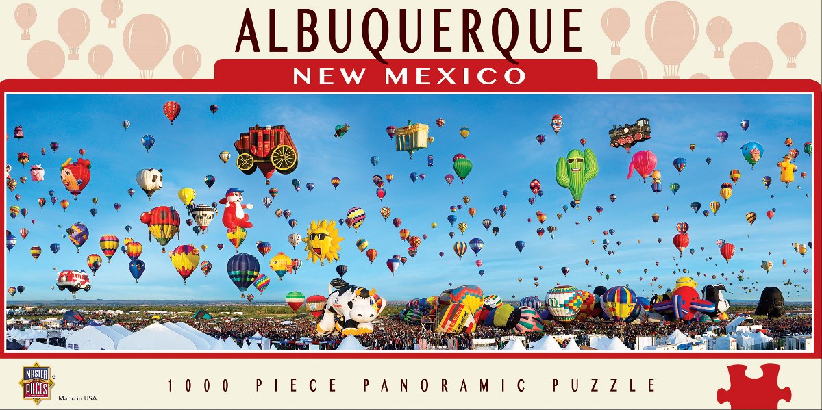Cityscape: Albuquerque Balloons - 1000pc Panoramic Jigsaw Puzzle By Masterpieces