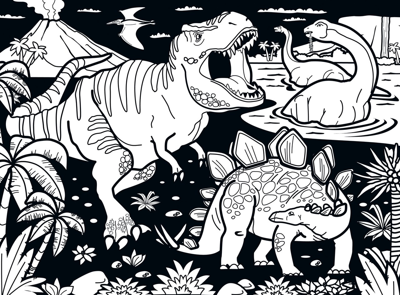 Dinosaurs - 60pc Coloring Jigsaw Puzzle by Masterpieces  			  					NEW
