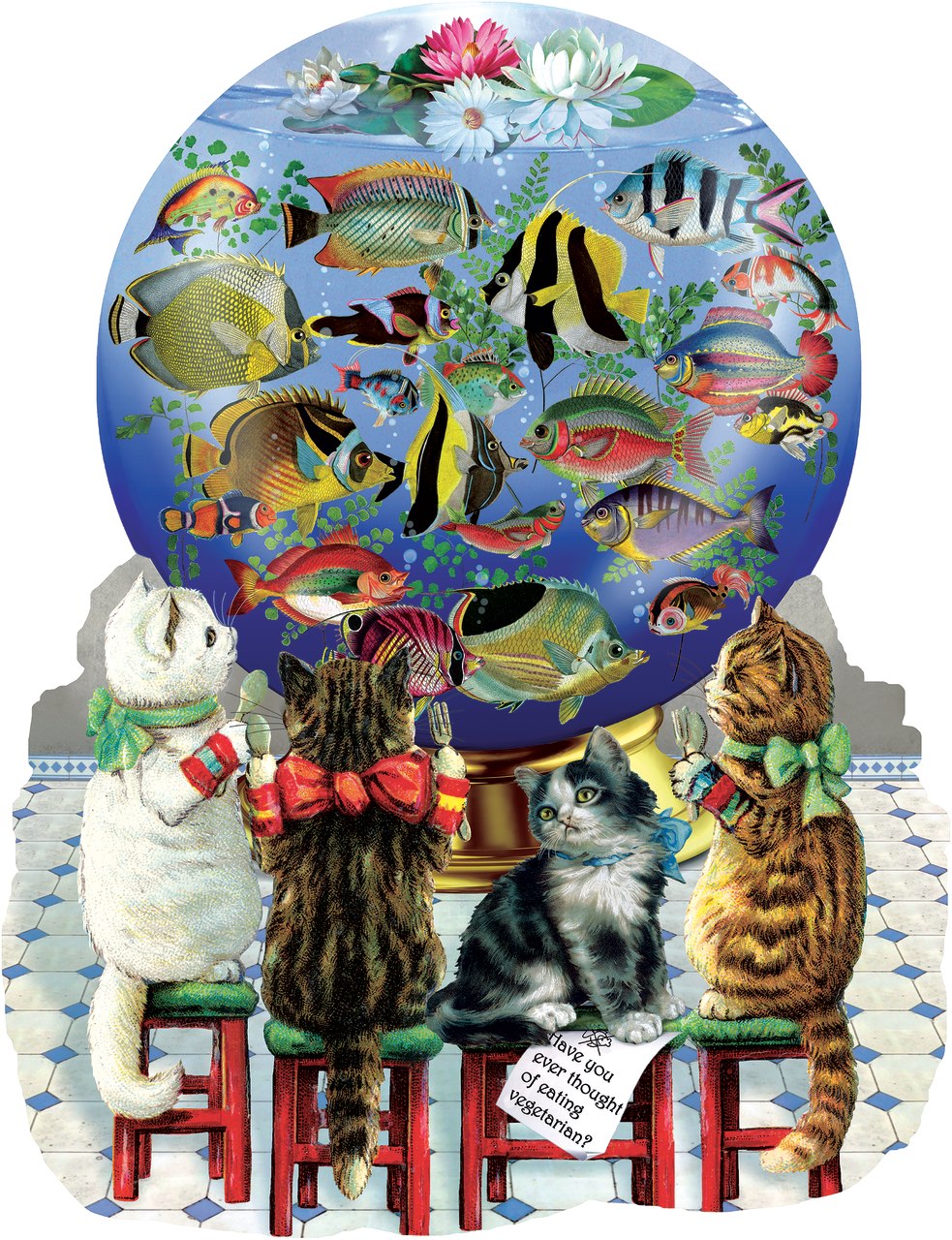 Kitties in the Kitchen - 1000pc Shaped Jigsaw Puzzle By Sunsout  			  					NEW