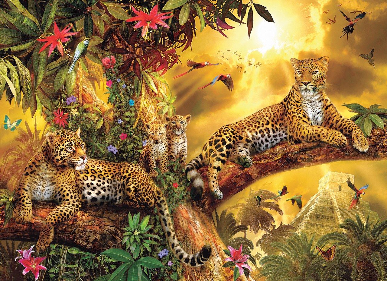 Jungle Jaguars - 500+pc Jigsaw Puzzle by Sunsout  			  					NEW