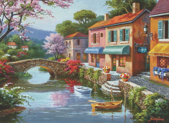 Quaint Village Shops - 1000pc Jigsaw Puzzle by Anatolian  			  					NEW