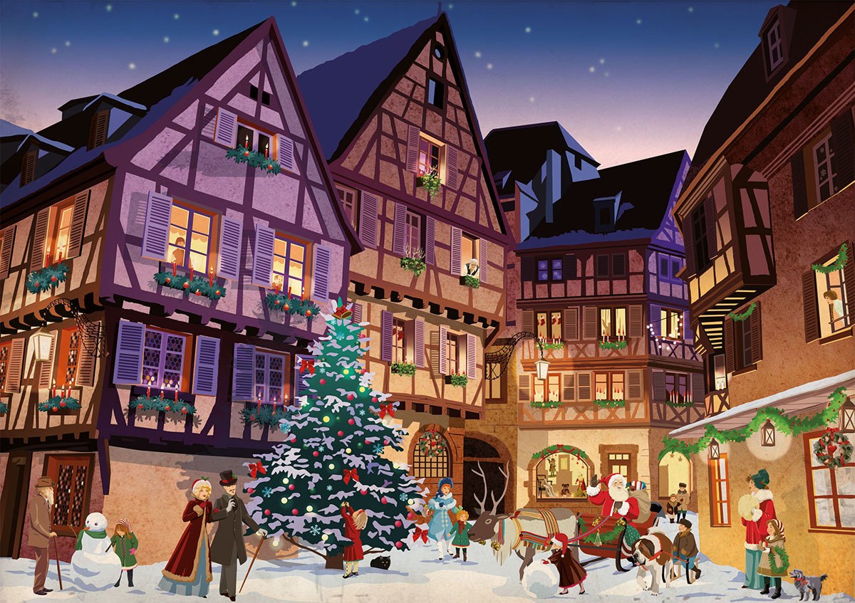 Vintage Christmas Village - 1000pc Jigsaw Puzzle by Piatnik