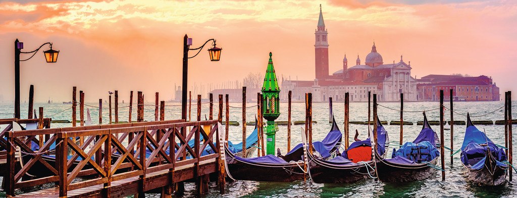 Gondolas in Venice - 1000pc Panoramic Jigsaw Puzzle By Ravensburger  			  					NEW