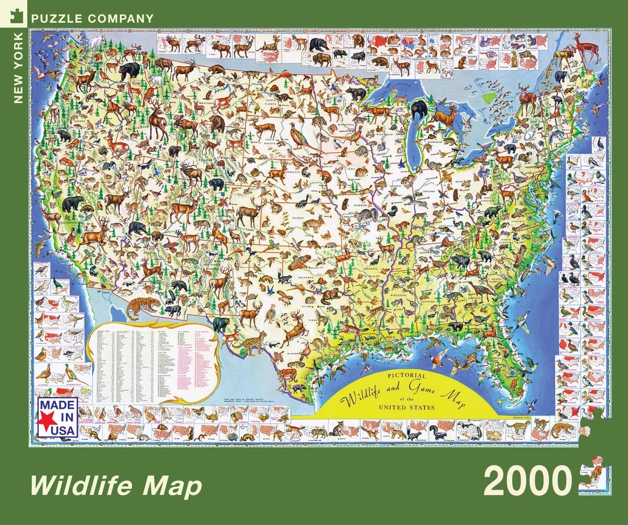 Wildlife Map - 2000pc Jigsaw Puzzle by New York Puzzle Company - image 1