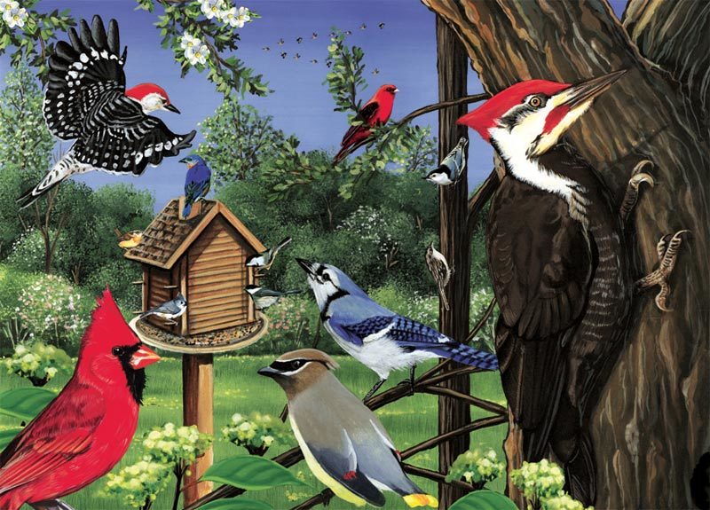 Around the Birdfeeder - 35pc Tray Puzzle by Cobble Hill