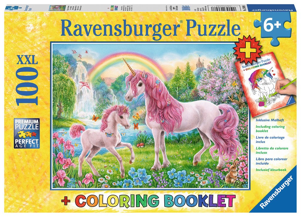 Magical Unicorns - 100pc Jigsaw Puzzle w/ Coloring Book By Ravensburger  			  					NEW - image 1