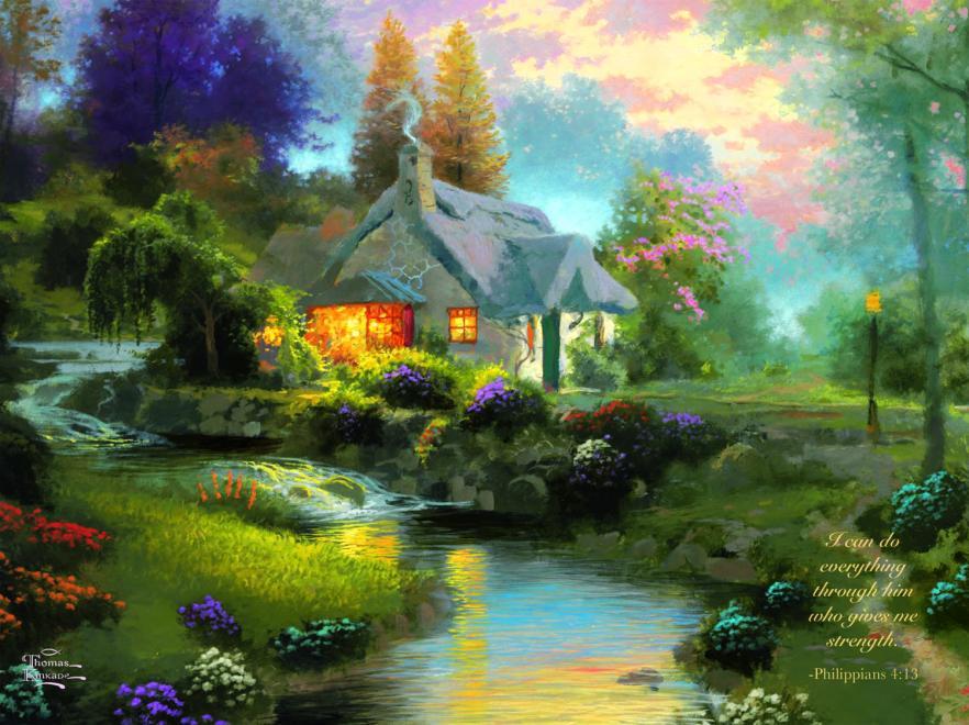 Thomas Kinkade Inspirations: Spring at Creekside Cottage - 300pc Oversized Jigsaw Puzzle by Ceaco