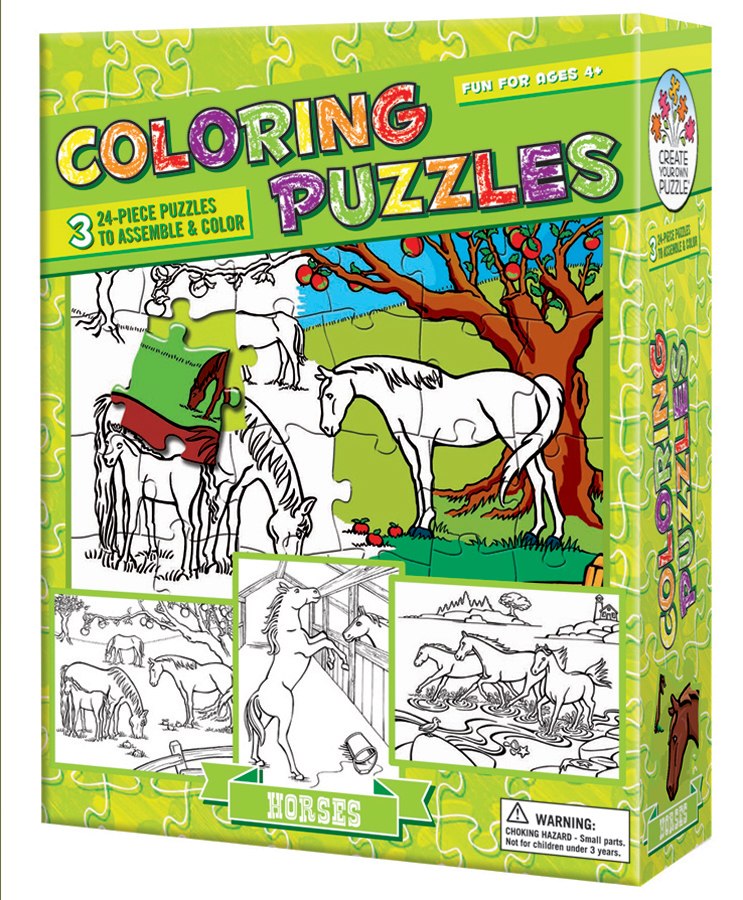 Coloring Puzzles: Horses - 24pc Coloring Puzzle by Cobble Hill