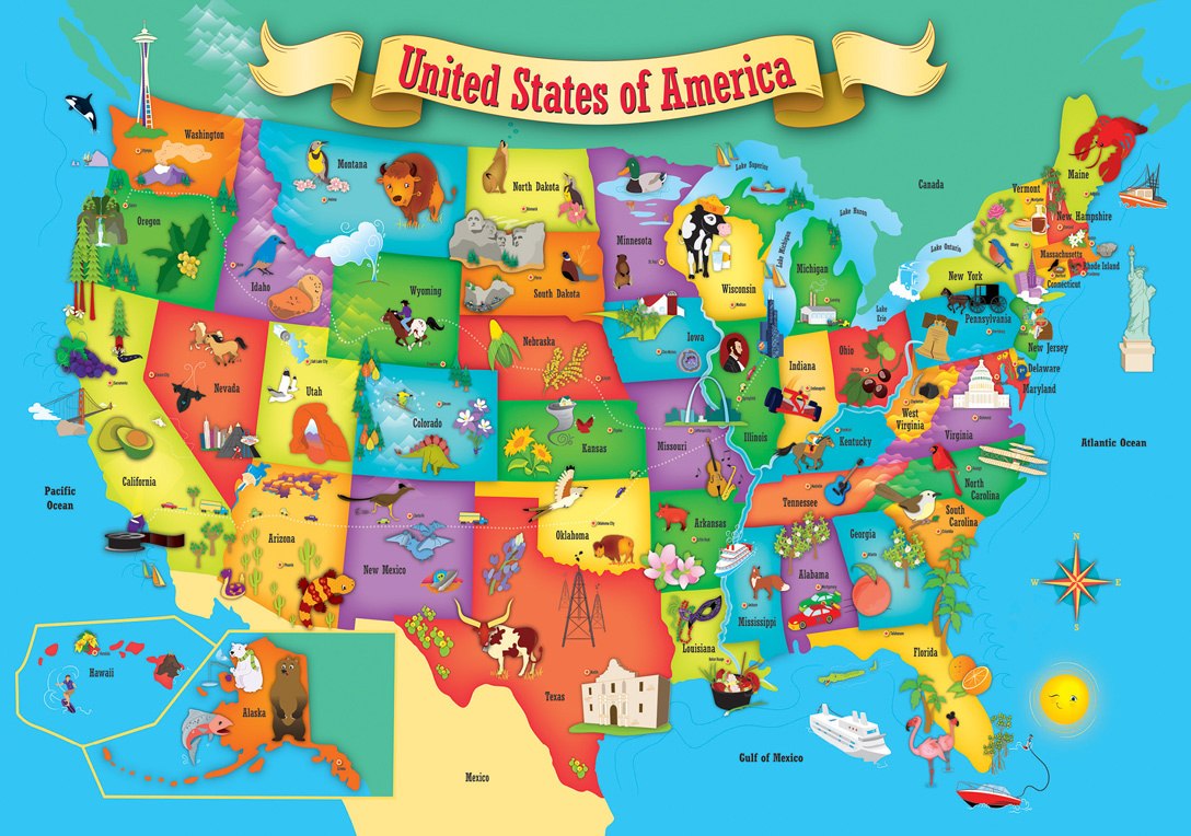 USA Wood Map - 44pc Jigsaw Puzzle By Masterpieces