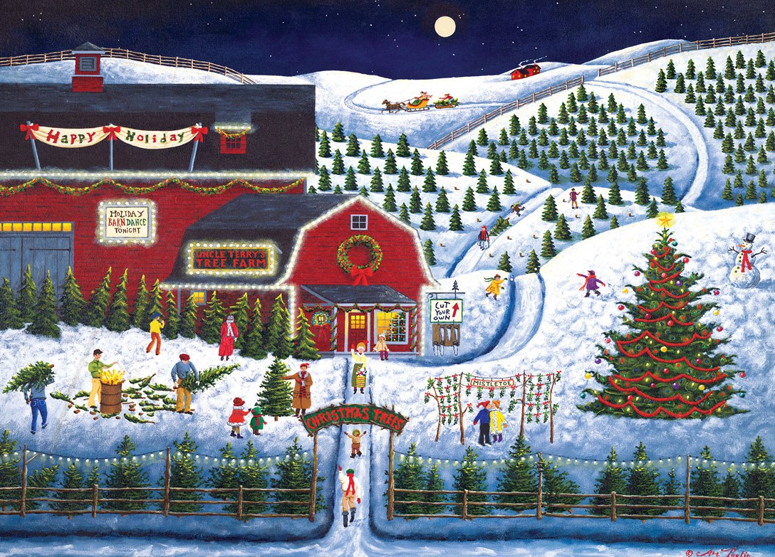 Moonlit Evergreens - 1000pc Jigsaw Puzzle by Masterpieces