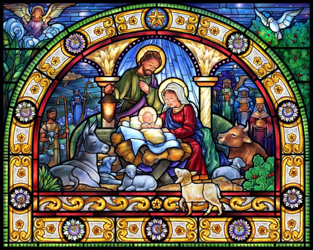 Stained Glass Holy Night - 1000pc Jigsaw Puzzle by Vermont Christmas Company