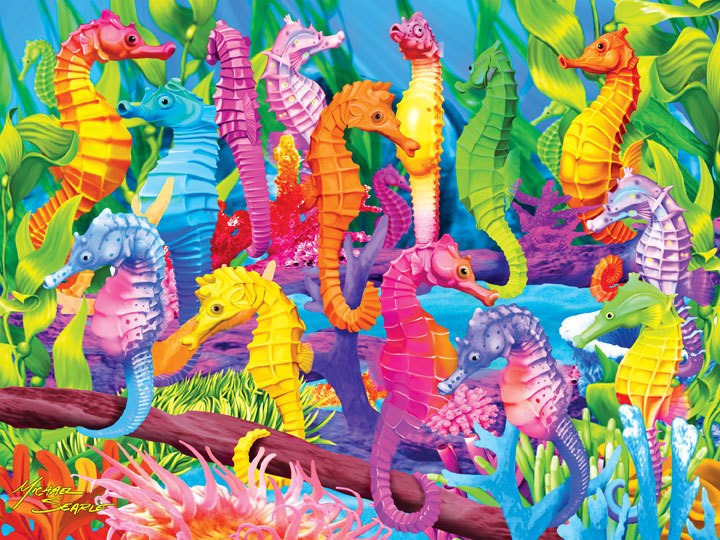Extreme Color: Singing Seahorses - 300pc EZ Grip Glow-in-the-Dark Jigsaw Puzzle by Masterpieces