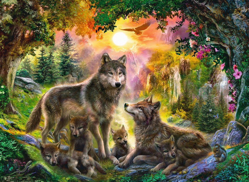 Wolf Family in the Sun - 200pc Jigsaw Puzzle by Ravensburger