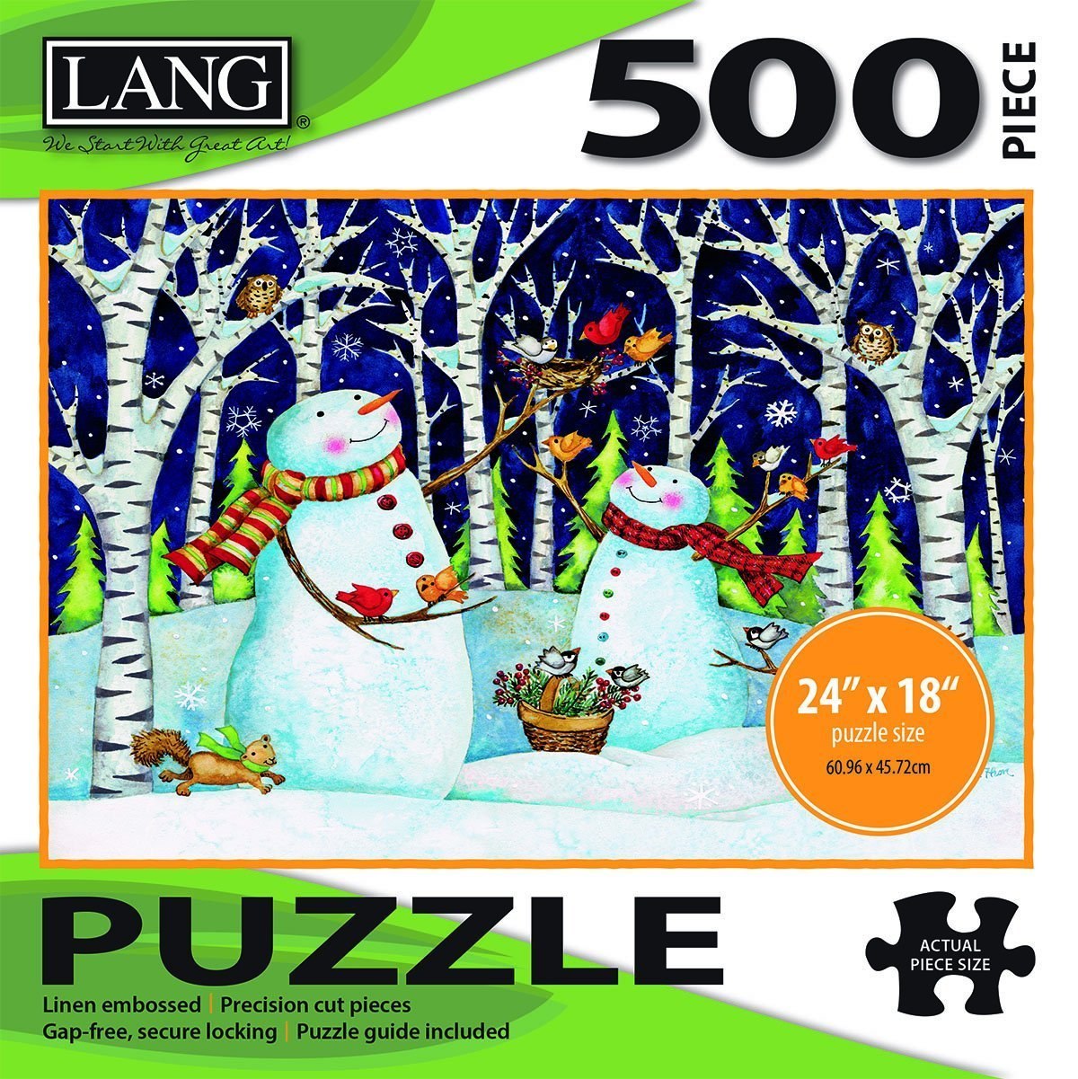 Birch & Snowmen - 500pc Jigsaw Puzzle by Lang  			  					NEW - image 1