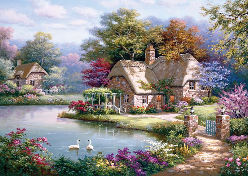 The Swan Cottage - 1500pc Jigsaw Puzzle by Anatolian