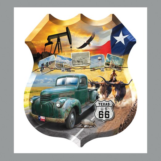 Texas 66 - 1000pc Shaped Jigsaw Puzzle By Sunsout