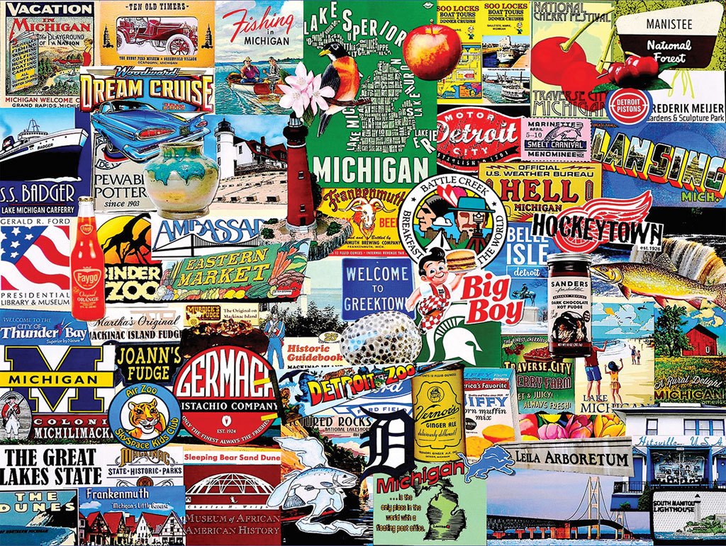 Michigan Collage - 1000pc Jigsaw Puzzle By White Mountain
