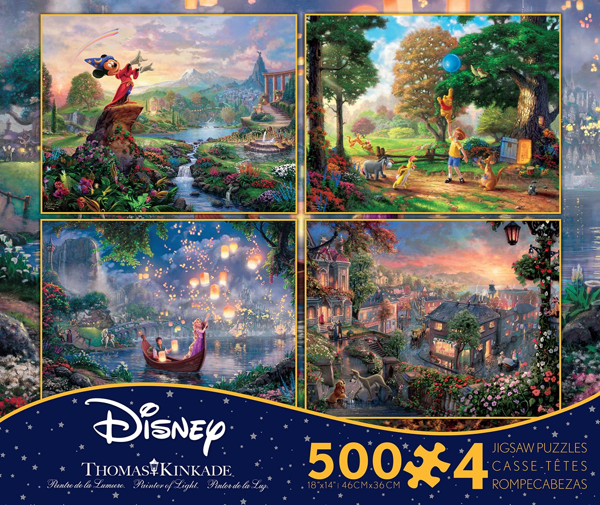 Thomas Kinkade: 4 in 1 Disney Dreams Collection, Series 2 Multi-Pack - 500pc Jigsaw Puzzle by Ceaco