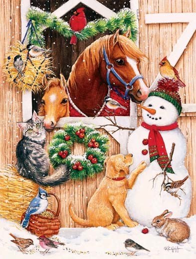 Barn Door Crowd - 300pc Large Format Jigsaw Puzzle By Sunsout