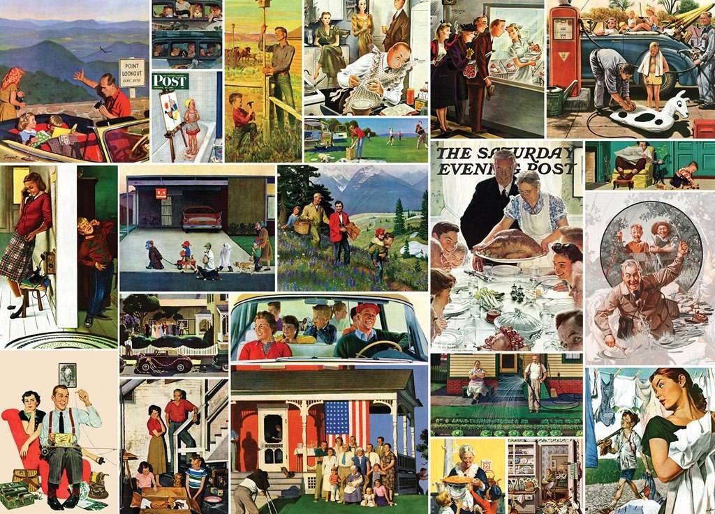 Saturday Evening Post: Family Time Collage - 1000pc Jigsaw Puzzle By Masterpieces