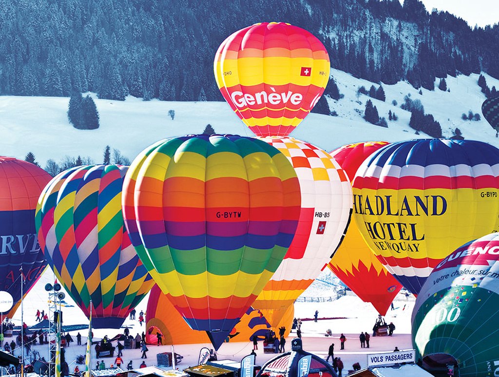 Hot Air Balloons, Switzerland - Colorluxe  - 500pc Jigsaw Puzzle by Lafayette Puzzle Factory