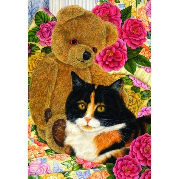 Country Cats: Bear Comfort - 500pc Jigsaw Puzzle by Holdson