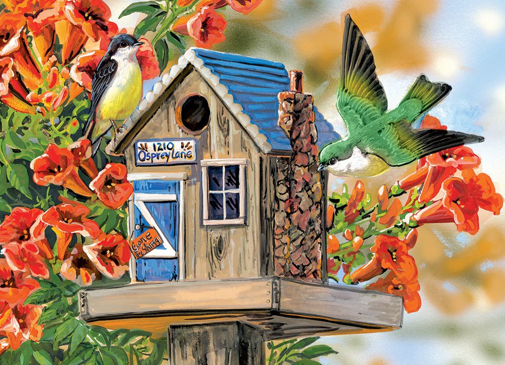 Trumpet Vines & Tree Sparrows - 300pc Large Format Jigsaw Puzzle by Eurographics