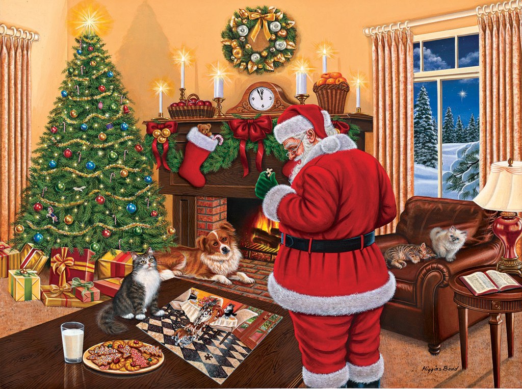Santa Solves the Puzzle - 1000pc Jigsaw Puzzle by Sunsout