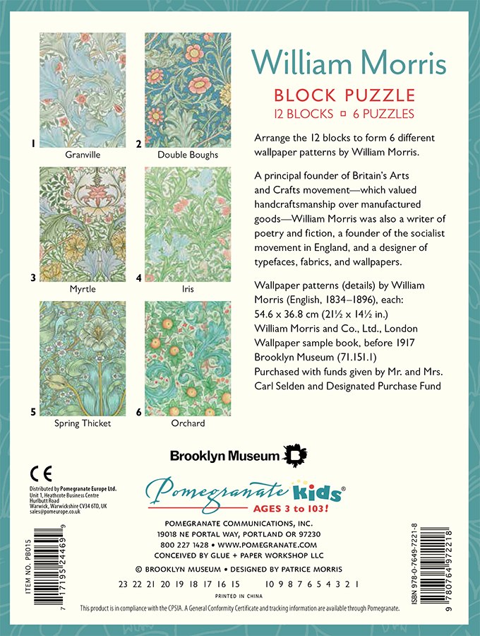 William Morris - 12pc Block Puzzle by Pomegranate  			  					NEW