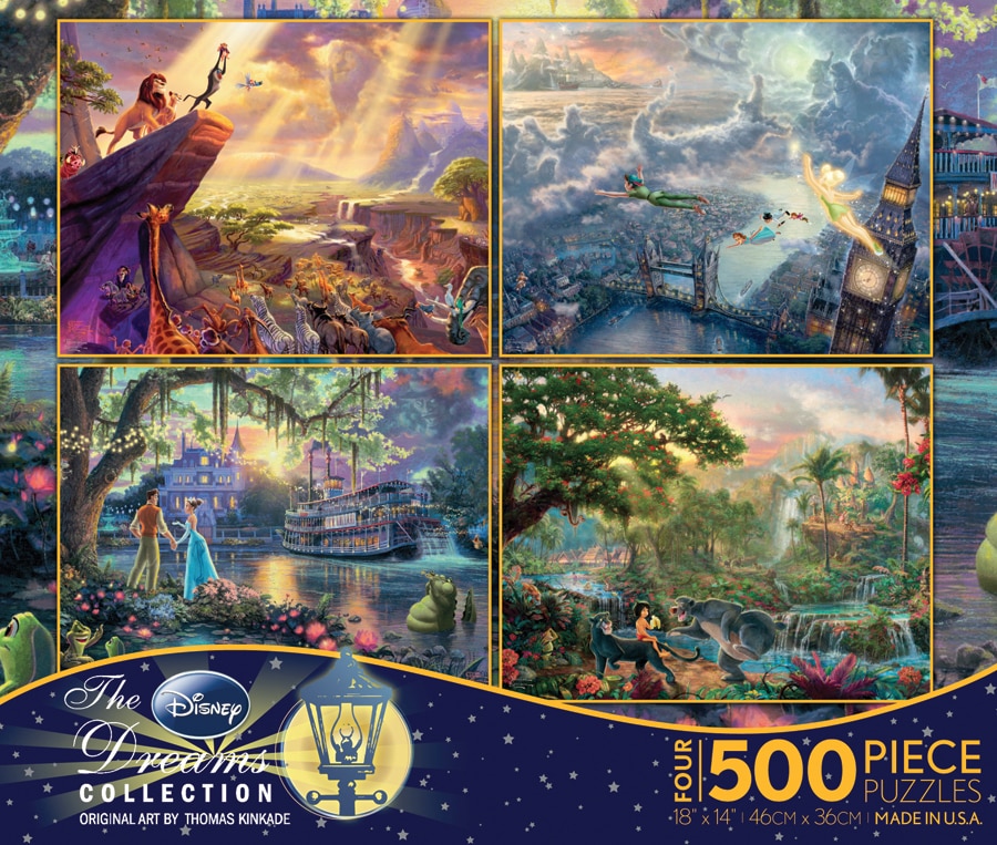 Thomas Kinkade: 4 in 1 Disney Dreams Collection, Series 1 Multi-Pack - 500pc Jigsaw Puzzle by Ceaco (discon-20338)