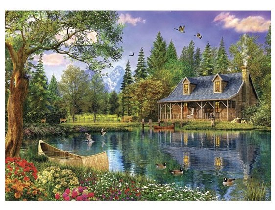 Picture Perfect II: Crystal Lake Cabin - 1000pc Jigsaw Puzzle by Holdson  			  					NEW
