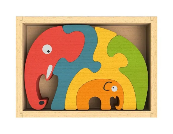 Elephant Family - EcoFriendly Wooden Puzzle by BeginAgain