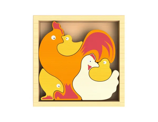 Chicken Family - EcoFriendly Wooden Puzzle by BeginAgain